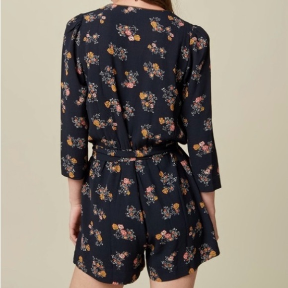 Sessùn V-NECK ROMPER WITH SELF-TIE WAIST -NAVY - Picture 3 of 7